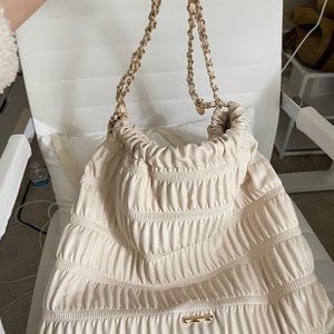 Ivory soft leather tote bag